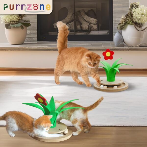 Cat Ball Track Toy Kitten Toys Interactive Toy Tower with 3 Removable Balls Flower Cat Toy for Indoor Cats Wooden Mental Physical Exercise - Image 6