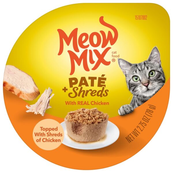 Meow Mix Paté & Shreds Wet Cat Food Variety Pack, Seafood & Poultry Favorites, 2.75 Ounce Cup (Pack of 12) - Image 3