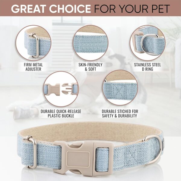 Dog Collar – Heavy-Duty Dog Collar for Small Dogs, Medium and Large – Eco-Friendly Natural Fabric – Durable and Skin-Friendly – Soft Dog Collar for All Breeds (medium, light blue) - Image 2