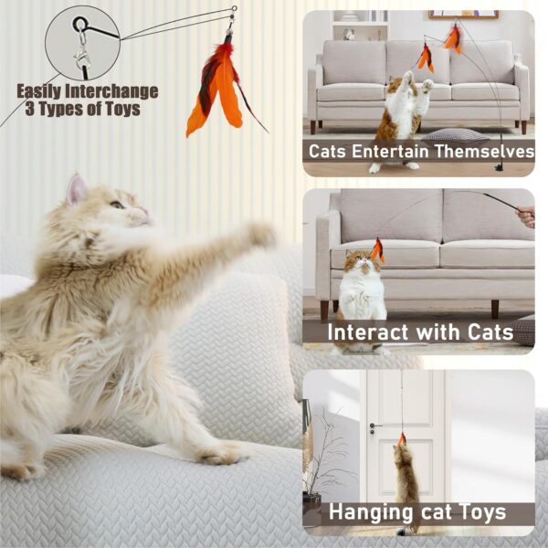 Interactive Cat Toys with Silvervine Cat Chew Toy Sets - Cat Toy for Indoor Cats Suction Cup Cat Wand Toy with Rope Cat Toys Door Hanging Kitten Toys, Detachable Feather/String/Mouse/Worm Cat Toys ﻿ - Image 2