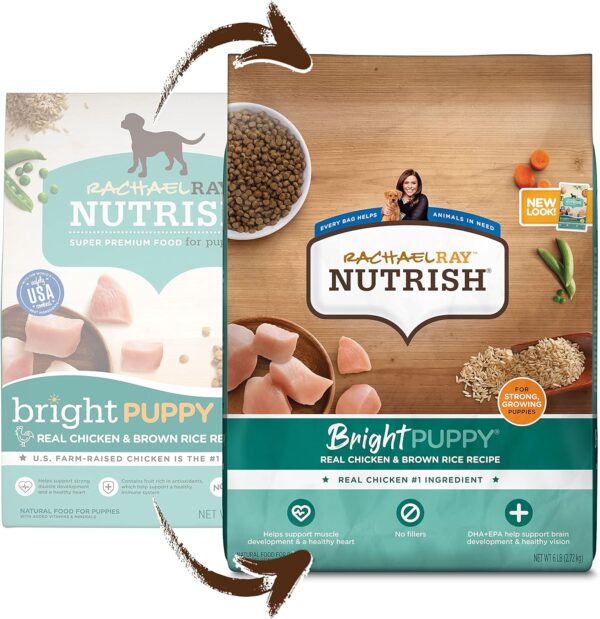 Rachael Ray Nutrish Bright Puppy Premium Natural Dry Dog Food with Added Vitamins, Minerals & Taurine, Real Chicken & Brown Rice Recipe, 6 Pound Bag (Packaging May Vary) - Image 3