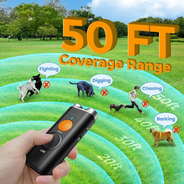 Anti Barking Device for Dogs, Dog Bark Deterrent Devices No More Bark DogTraining Indoor Outdoor Ultrasonic 2X Effective 50ft Range to Stop Neighbors Dog Barking Rechargeable for All Dogs - Image 5