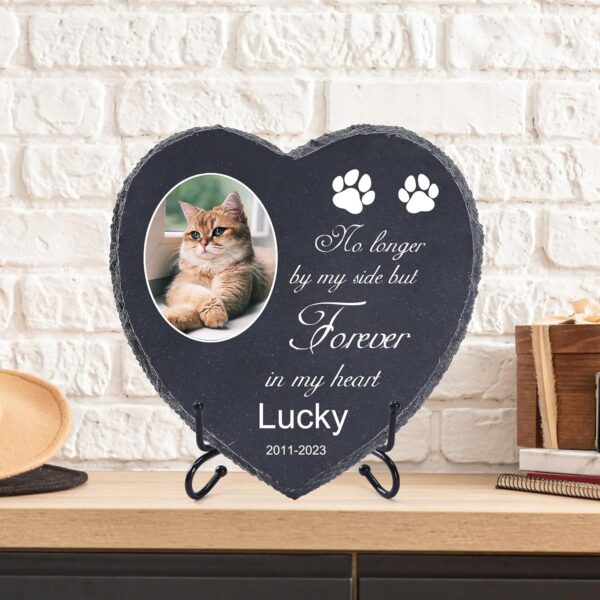 Personalized Pet Memorial Stone for Dogs 5.5" x 5.5", Customized Heart Dog Memorial Gifts for Loss of Dog, Dog Memory Gifts, Cat Loss Gifts, Pet Headstone for Indoor Outdoor, Pattern-3 - Image 7