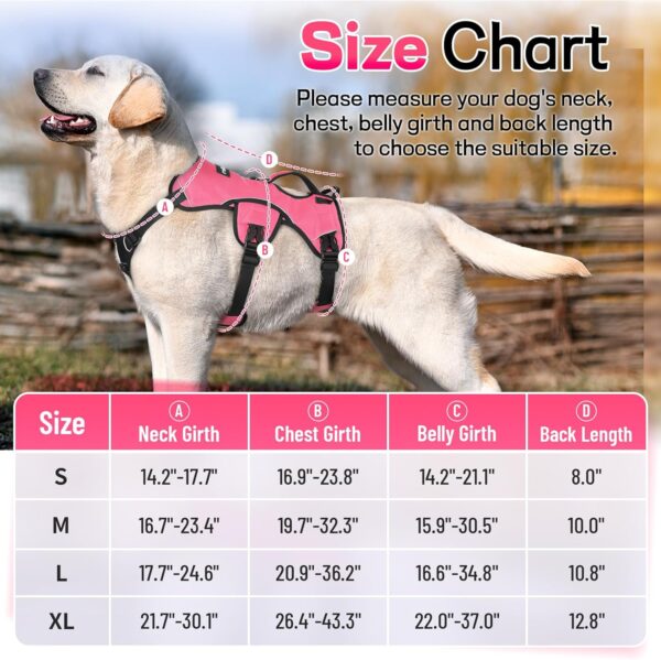 rabbitgoo Escape Proof Dog Harness, Soft Padded Full Body Pet Harness, Reflective Adjustable No Pull Vest with Lift Handle and Leash Clip for Large Dogs Walking Hiking Training, L, Pink - Image 2