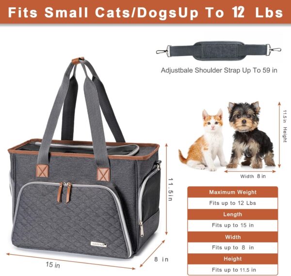 Small Dog Purse Carrier, Cat Carrier Purse for Girls Womens Shopping, Traveling, Walking with Cats Puppies Up to 12 Lbs, Airline Approved, Grey - Image 5