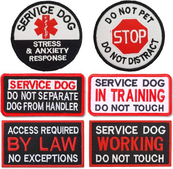 6 PCS Service Dog Patches with Removable Tactical Hook Loop Harness Velcro Dog Patch Embroidered in Training Patch Do Not Pet Patch Working Dog Patch for Vest Harnesses Collars Leashes