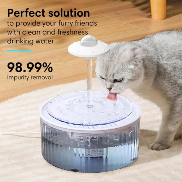 MITSUKI Cat and Dog Water Fountain with 3 Liter Refillable Bowl, Automatic Plastic Dispenser with Advanced Filter, Cute Tabletop, Floor, or Counter Machine, Cute UFO Topper - Image 3