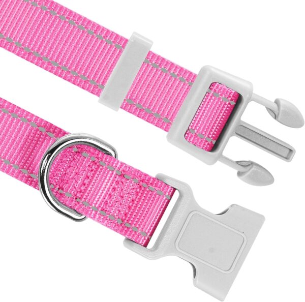 Reflective Dog Collar, Soft Neoprene Padded Breathable Nylon Pet Collar Adjustable for Medium Dogs, Pink, Medium - Image 3