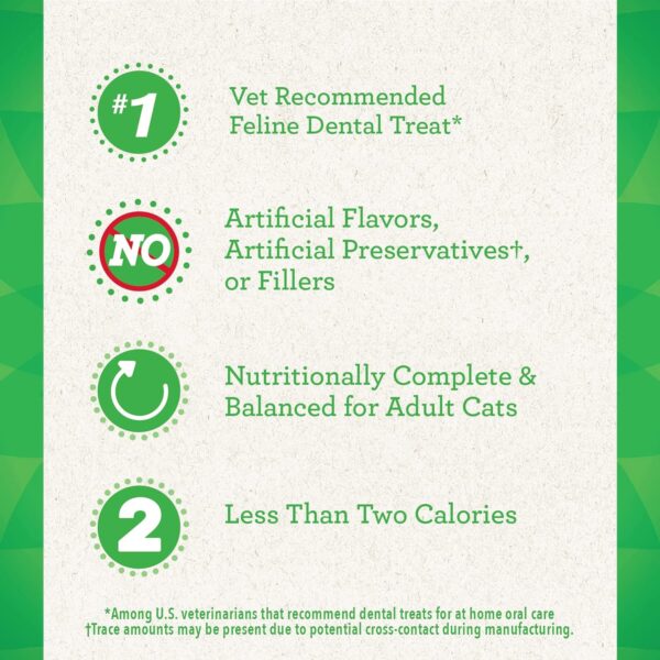 Greenies Feline Adult Natural Dental Care Cat Treats, Savory Salmon Flavor, 2.1 oz. Pouch - Image 3