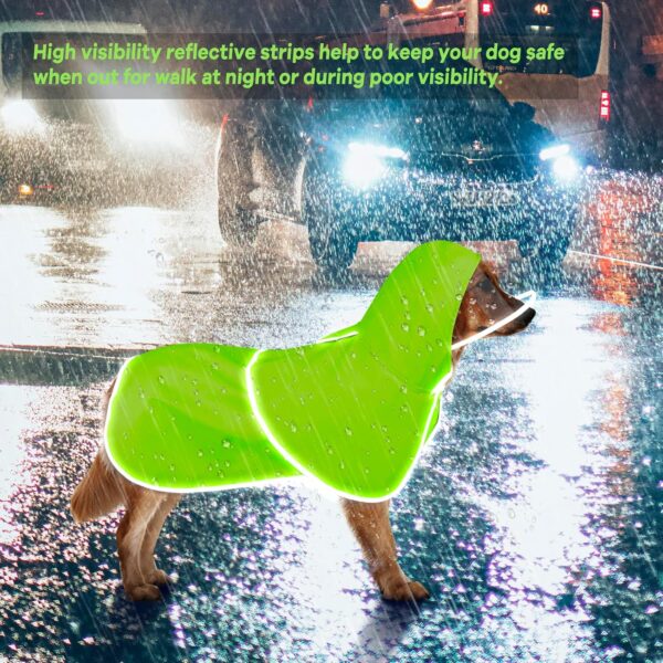 Reflective Dog Raincoat - Waterproof Dog Rain Jacket Hooded Poncho Lightweight Dog Rain Coat with Transparent Cap Brim (Small, Green) - Image 3