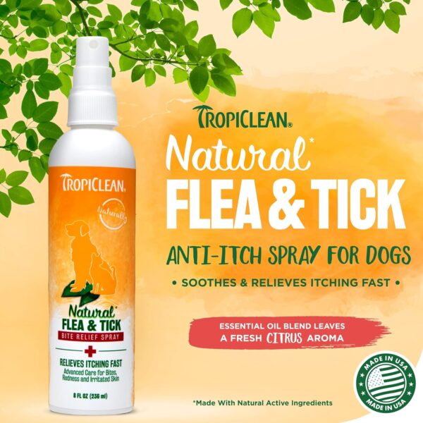 TropiClean Natural Flea and Tick Bite Relief for Dogs | Advanced Care Itch | Relief Flea Spray for Dogs | Made in the USA | 8 oz - Image 2