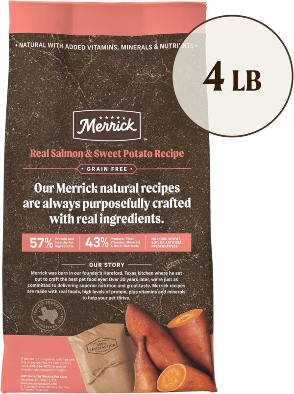 Merrick Premium Grain Free Dry Adult Dog Food, Wholesome And Natural Kibble With Real Salmon And Sweet Potato - 4.0 lb. Bag - Image 6