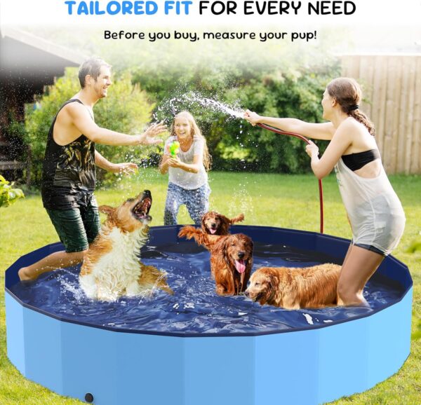 97'' Foldable Dog Pool, Kiddie Pool, Plastic Non-Slip Kids Pool, Heavy Duty Dog Pool for Large Dogs, Oversized Pet Dog Bathtub, Indoor and Outdoor Kids Pet Wading Pools - Image 7