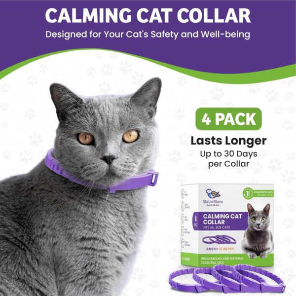 4 Pack Calming Collar for Cats, Cat Calming Collar, Calming Pheromone Collar for Cats, Cat Pheromone Collar, Cat Calming Collar for Anxiety, Efficient Relieve Anxiety Stress (4 Pack) - Image 3