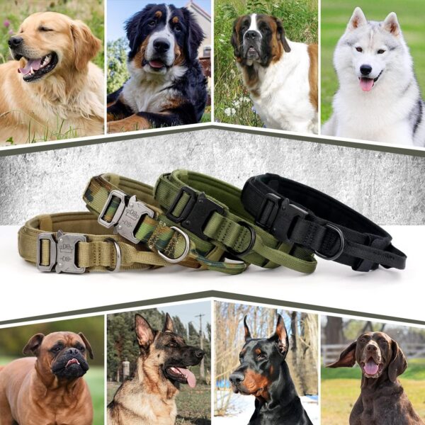 Strong Tactical Dog Collar, Military Dog Collar with Durable Handle, Thick Wide Heavy Duty Dog Collars with Metal Buckle for Medium Large and Extra Large Dogs(Khaki Brown,L) - Image 6