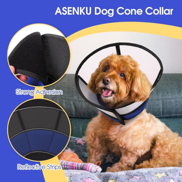 ASENKU Adjustable Dog Cone Collar, Comfortable Cone for Dogs After Surgery, Soft Dog Cone, Protective Pet Recovery Collar for Large Medium Small Dogs, Elizabethan Collar Dog Blue X-Large - Image 3