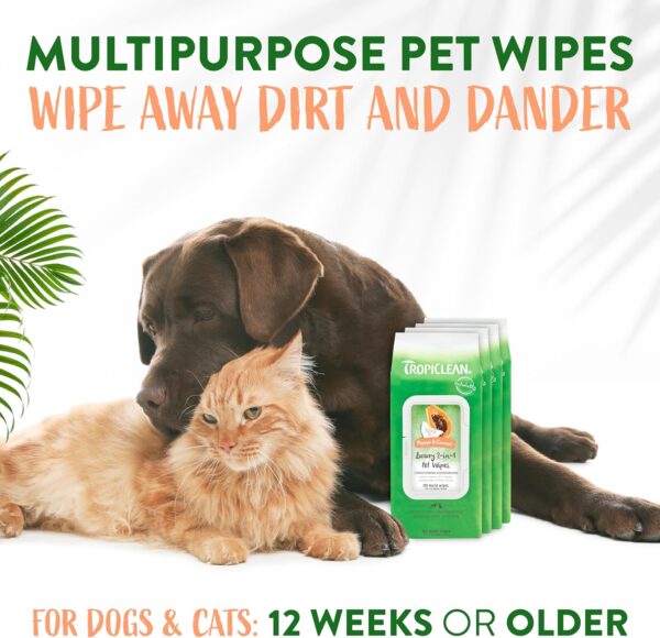 TropiClean Papaya & Coconut Dog Wipes for Paws and Butt | Deep Cleaning Dog Grooming Wipes | Safe for The Face | Cat Friendly | 400 Count - Image 4