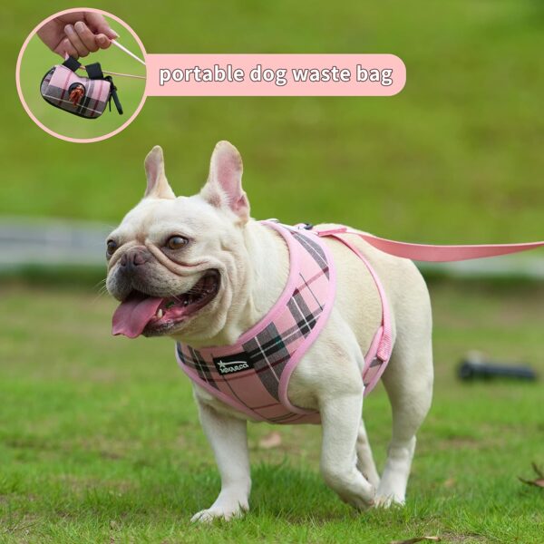 MINA&CO Dog Harness for Small Dogs No Pull - Adjustable Mesh Puppy Harness and Leash Set, Harness Medium Size Dog, Puppy Collar and Leash Set with Bandana & Poop Bag, Dog Vest Harness (Pink, Small) - Image 3