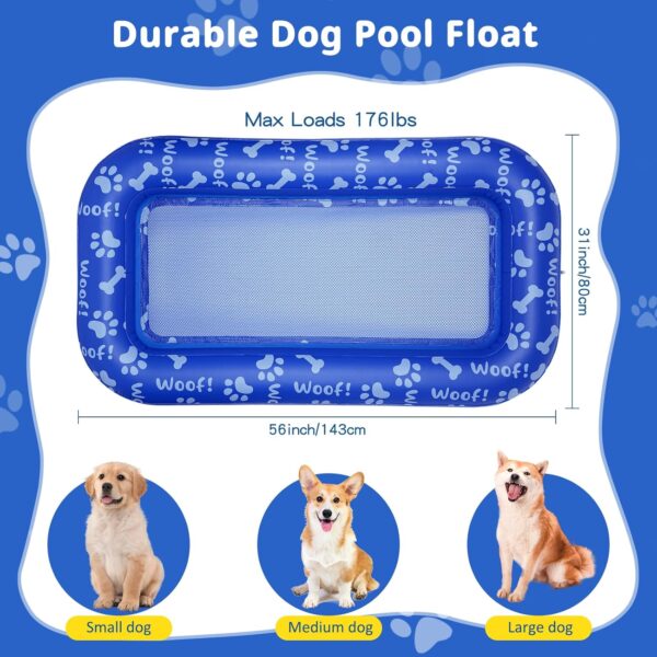 QUUREN Dog Pool Float Inflatable Dog Floats for Pool Portable Dog Floaties with 78” Tow Rope Swimming Pool Pet Dog Floating Mat Dog Pool Rafts for Small, Medium, Large Dog, Kids and Adults - Image 2