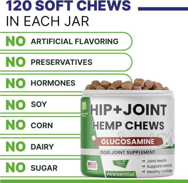 ADVANCED Hemp Hip & Joint Supplement for Dogs - Glucosamine for Dogs - Dog Joint Pain Relief Treats - Chondroitin Turmeric MSM Hemp Oil - Hemp Treats for Joint Health - Senior Mobility Support Chew - Image 5