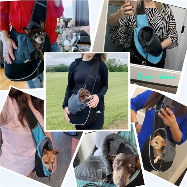 YUDODO Pet Dog Sling Carrier Mesh Hand Free Adjustable Dog Satchel Carrier Bag Papoose Crossbody for Small Medium Dog Cat Rabbit (S(up to 5 lbs), Black) - Image 6