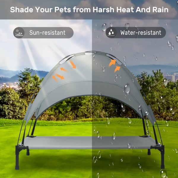 Heeyoo Elevated Dog Bed with Canopy, Outdoor Dog Cot with Removable Canopy Shade Tent, Portable Raised Pet Cot Cooling Bed for Dogs - Image 2