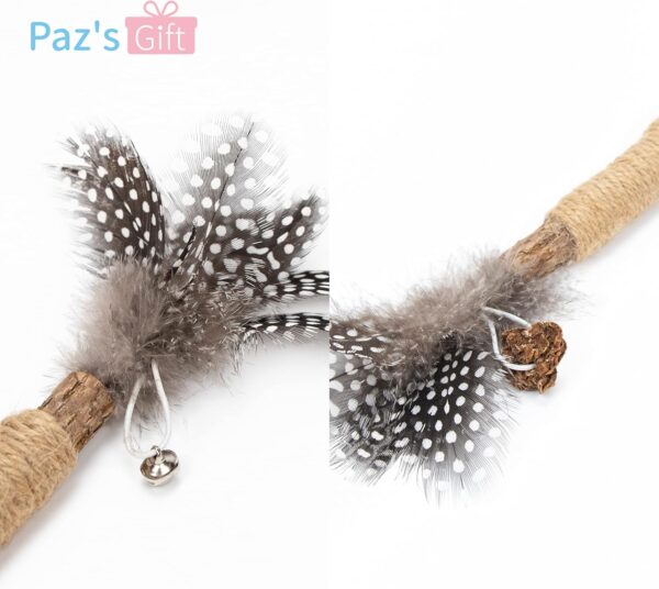 PAZ'S GIFT Catnip Toy Cat Toys Catnip Toy cat chew Toy cat Kicking silvervine Stick Teeth Cleaning Cute Kitten Teething Indoor Interactivecat Dental Care Matatabi (Feather 2pcs) - Image 4