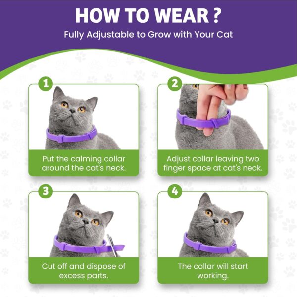 4 Pack Calming Collar for Cats, Cat Calming Collar, Calming Pheromone Collar for Cats, Cat Pheromone Collar, Cat Calming Collar for Anxiety, Efficient Relieve Anxiety Stress (4 Pack) - Image 7