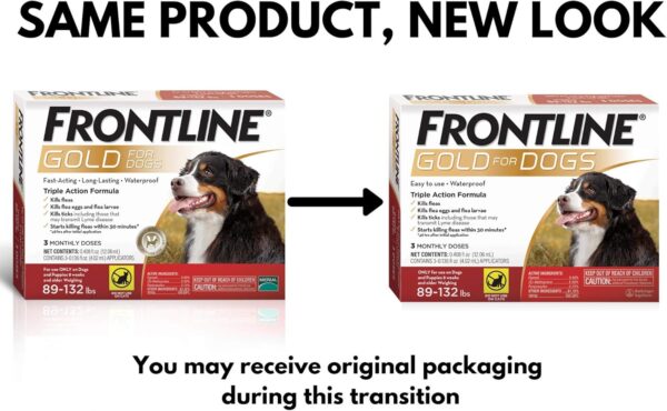 Frontline Gold Flea & Tick Treatment for X-Large Dogs Up to 89 to 132 lbs., Pack of 3 - Image 2