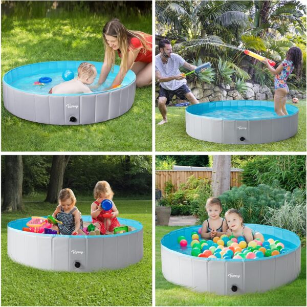 Toozey High Durability Dog Pool Foldable Hard Plastic Swimming Pool Collapsible Dog Bath Tub Outside Kiddle Pool Portable Pool for Puppy Small Medium Large Dogs and Kids, 47" x 12" - Image 6