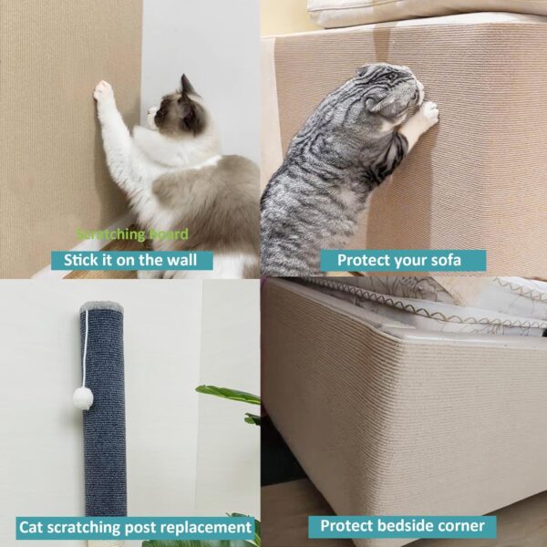 Cat Scratch Furniture Protector,78.7"x15.8" Asisumption Cat Scratching Mat self-Adhesive,Cat Carpet remnants,Replacement Parts for Cat Tree,DIY Climbing Cat Scratcher(Beige) - Image 5