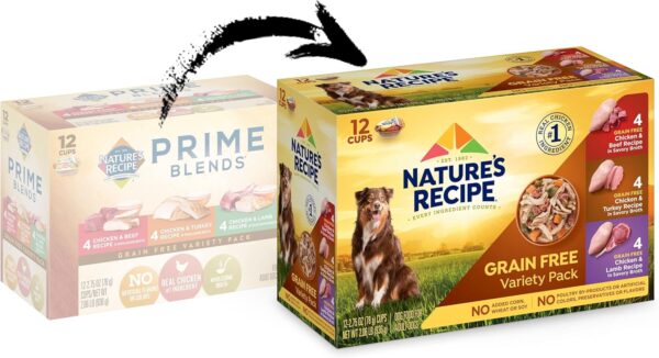 Nature’s Recipe Grain Free Wet Dog Food, Chicken, Beef, Turkey & Lamb Variety Pack, 2.75 Ounce Cup (Pack of 24) - Image 3