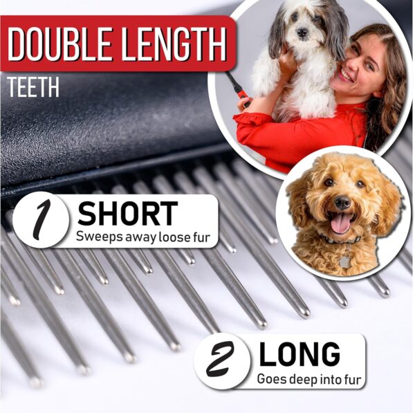 Poodle Comb for Dogs with Rotating Teeth - Smoothest Pet Comb with 5-in-1 Features for Dematting - Dog Essentials for Small Dogs and Large Dogs - Image 4