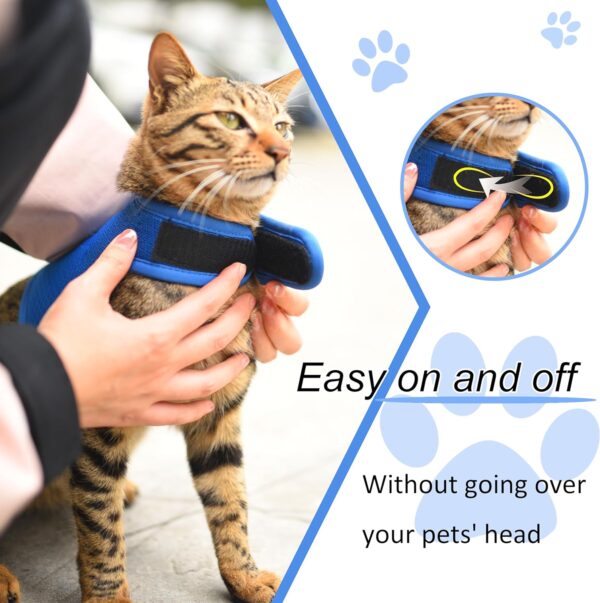 Cat Harness and Leash for Walking Escape Proof Breathable Mesh Fabric, Solid Blue, Large, Adjustable Cat Walking Jackets, Padded Stylish Cat Vest - Image 6