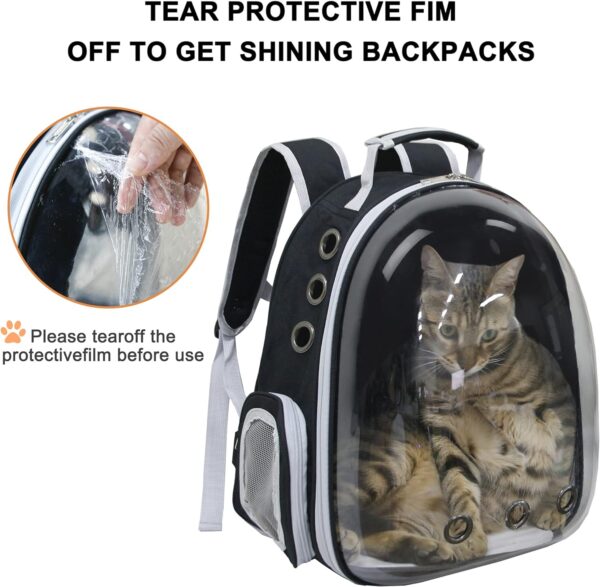 Cat Backpack, Airline Approved Bubble Carrying Bag for Small Medium Dogs Cats, Space Capsule Pet Carrier Dog Hiking Backpack Travel Carrier(Black) - Image 2