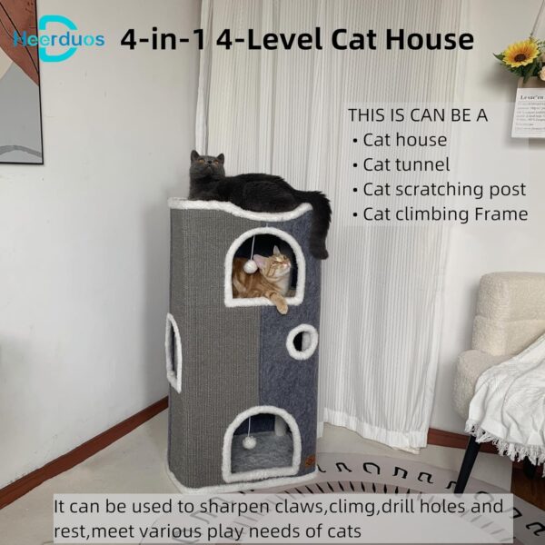 4-Level Cat House for Indoor Cats,Covered Cat Beds and Furniture with Scratch Pad,Hideaway Cave &Cushions,Modern Cat Tower Condo for Multi Small Pet and Large Cats - Image 2