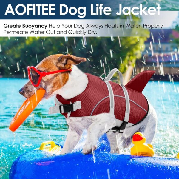 AOFITEE Dog Life Vest for Swimming, Shark Dog Life Jacket for Small Dogs, Adjustable Dog Swimming Vest with Rescue Handle and High Buoyancy, Reflective Puppy Life Jacket Lifesaver for Boating XS - Image 5