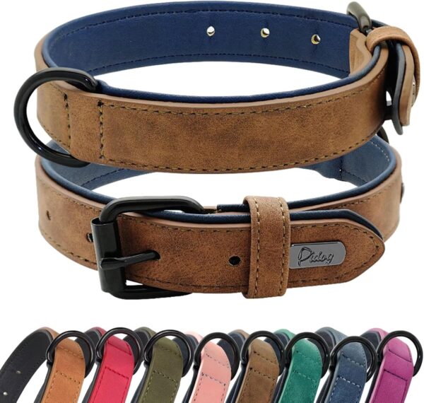 Didog Soft Padded Leather Dog Collar, Breathable Heavy Duty Dog Collar Leather with Adjustable Rust-Proof Metal Buckle for Small Medium Large Dogs, Brown, S