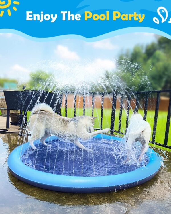 Peteast Dog Splash Pad Anti-Slip Dog Pool for Large Dogs 0.58 mm Thickened Dog Sprinkler Outdoor Dog Toys - Dog Accessories for Large Dogs (Blue, 67in) - Image 6