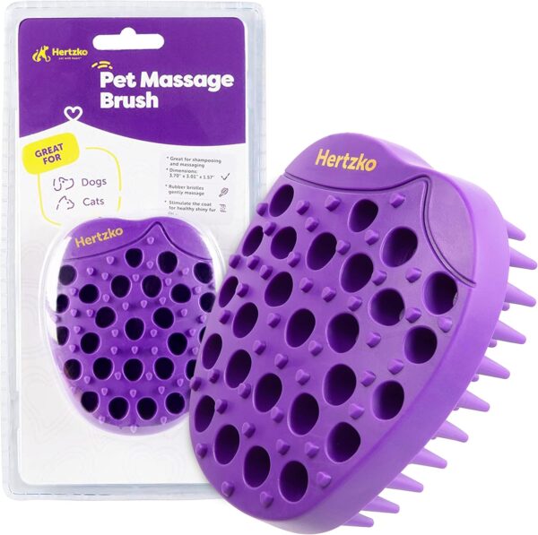 Pet Bath & Massage Brush - Grooming Comb for Shampooing & Massaging Dogs, Cats, Small Animals w/Short or Long Hair - Long Tapered Bristles, Gently Removes Loose, Shed Fur, Bath Brush Cats (No Handle)