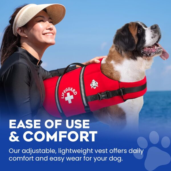 Paws Aboard Dog Life Jacket - Keep Your Canine Safe with a Neoprene Life Vest - Designer Life Jackets - Perfect for Swimming and Boating - Red, Large - Image 7