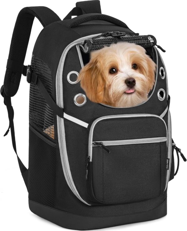 Pet Dog Carrier Backpack for Small Pets Dog Head-Out Backpacks Puppy Large Cat Carrying Bag for Hiking, Camping or Travel - Black