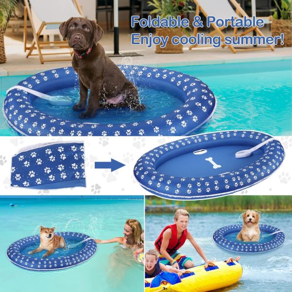 Dog Floats for Pool, ZOOS Dog Pool Float Inflatable Pool Floats for Small Medium Dogs 30Lb 43.3"x28.3" Pet Soft Dog Float Raft Swimming Pool Float for Summer, Air Pump and 6ft Woven Ribbon Included - Image 6