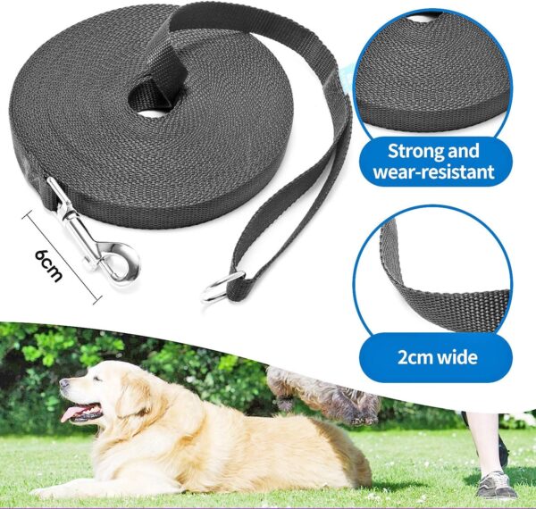 BAAPET 15 ft 20 ft 30 ft 50 ft 100 ft Long Dog Training Leash , Play, Camping, or Backyard Lead with Training Clickers for Small, Medium and Large Dogs or Cats (15 Feet, Black) - Image 2