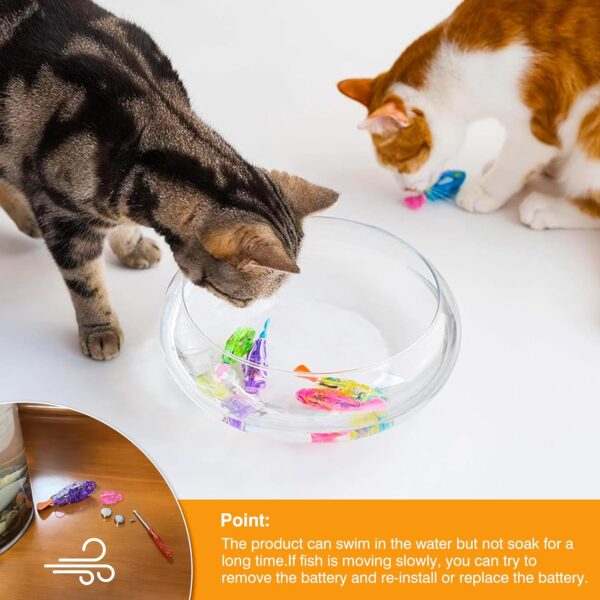 Interactive Robot Fish Toys for Cat/Dog(6 Pcs), Activated Swimming in Water with LED Light, Swimming Bath Plastic Fish Toy Gift to Stimulate Your Pet's Hunter Instincts - Image 3