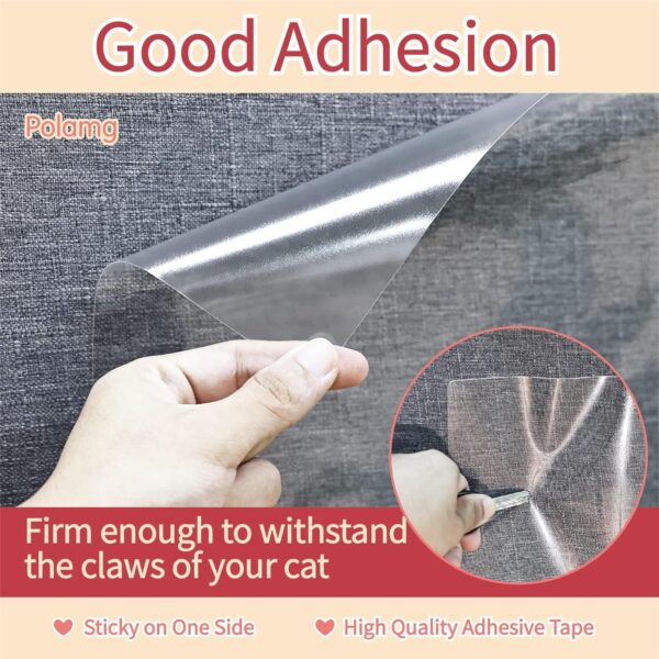 Anti Cat Scratch Furniture Protector-10 Pack Single Side Couch Protector for Cats, Self-Adhesive Cat Tape for Furniture, Clear Cat Scratch Deterrent for Furniture Door Wall - Image 6