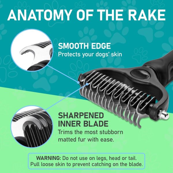 Maxpower Planet Pet Grooming Brush - Double Sided Shedding, Dematting Undercoat Rake for Dogs, Cats - Extra Wide Dog Grooming Brush, Dog Brush for Shedding, Cat Brush, Reduce Shedding by 95%, Black - Image 6