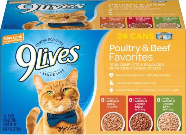 9Lives Poultry And Beef Variety Pack, 5.5 Ounce Can (Pack of 24)