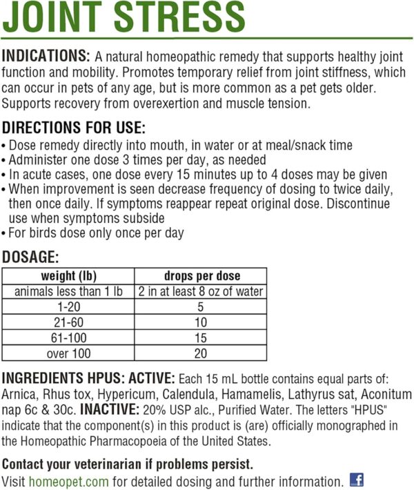 HomeoPet Joint Stress, Joint Support for Dogs and Cats, Liquid Pet Meds to Support Healthy Joint Movement, 15 Milliliters - Image 8