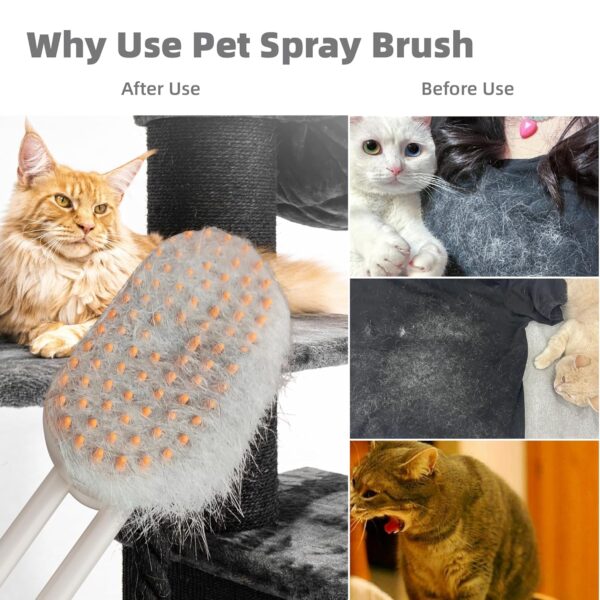 Cat Brush Water Spray Brush Cat Grooming Supplies, Dog Hair Brush Soft Touch Shedding Brush Massage Grooming Combing Brush, With Rotatable Handle Pet Hair Cleaning Removing Tangled Loose Hair - Image 3